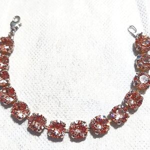 Swarovski Crystal "Vintage Rose" Bracelet - Blush pink/champagne/silver, Bridal